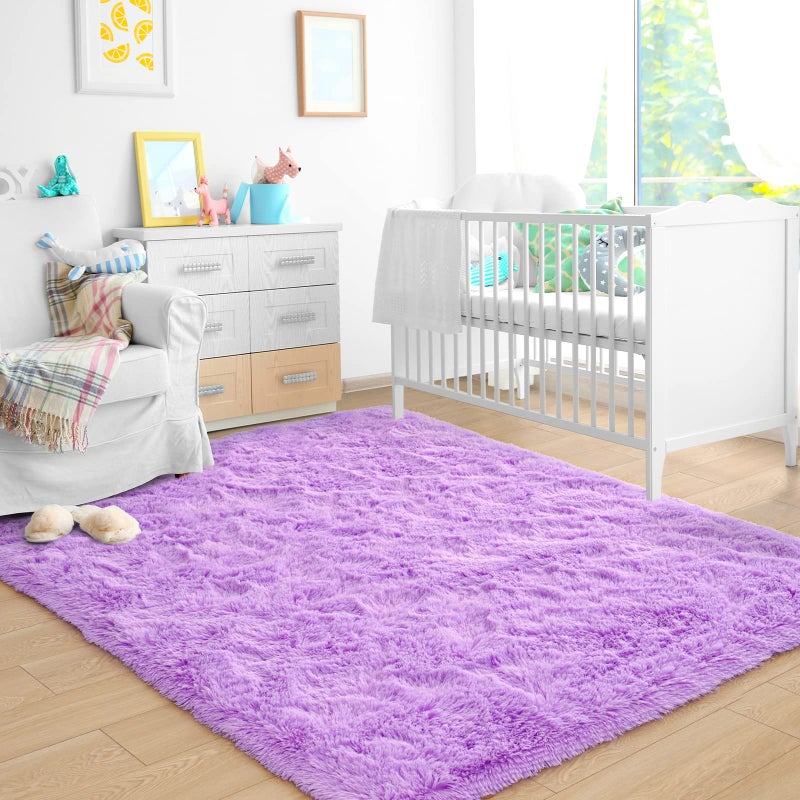 ST. BRIDGE Ultra Soft Fluffy Rugs for Bedroom 4x6 Feet, Shag Area Rugs for Living Room, Large Comfy Furry Rug for Girls Kids Baby Room Decor, Non Slip Nursery Rug Modern Indoor Fuzzy Floor Carpet, Purple - Image 3